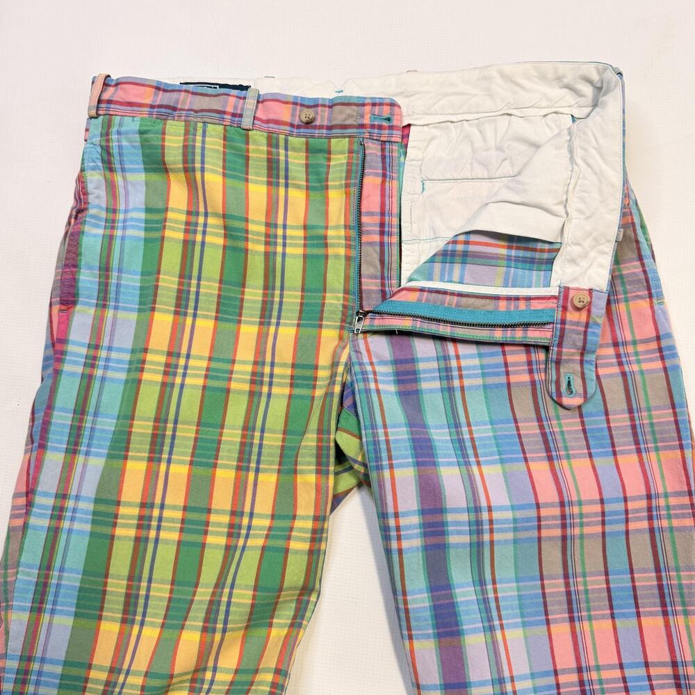Polo Ralph Lauren Pants Mens 38x30 Multicolor Madras Plaid Cotton Chino Preppy - Picture 6 of 12